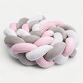 tour de lit tressé rose gris blanc